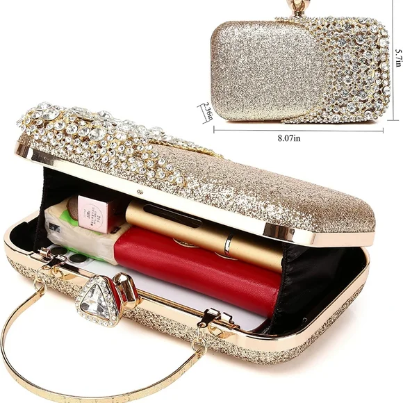 NEW Sparkling Bling Swarovski Crystal Rhinestone & Glitter Clutch Purse … - Picture 5 of 17